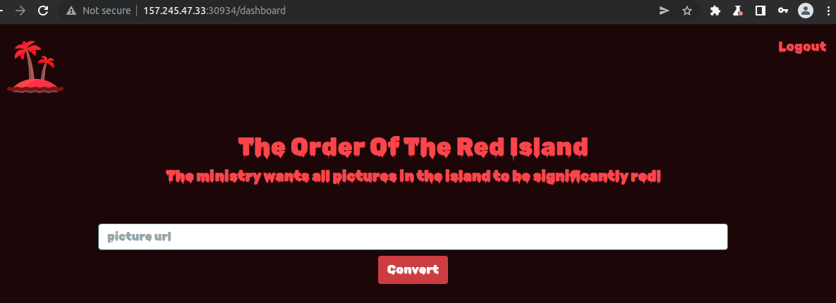 Red Island challenge homepage