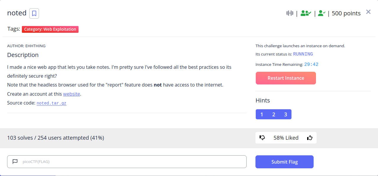 Challenge info window